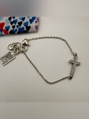 Brighton Starry Night Crystal Cross Bracelet NWT Silver